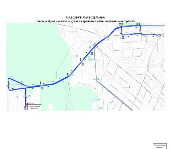 Схема маршруту практичного іспиту ТСЦ у місті Одеса