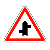 Знак 1.23.4 Прилягання другорядної дороги