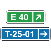 Знак 5.67.3 Номер і напрямок маршруту (дороги)